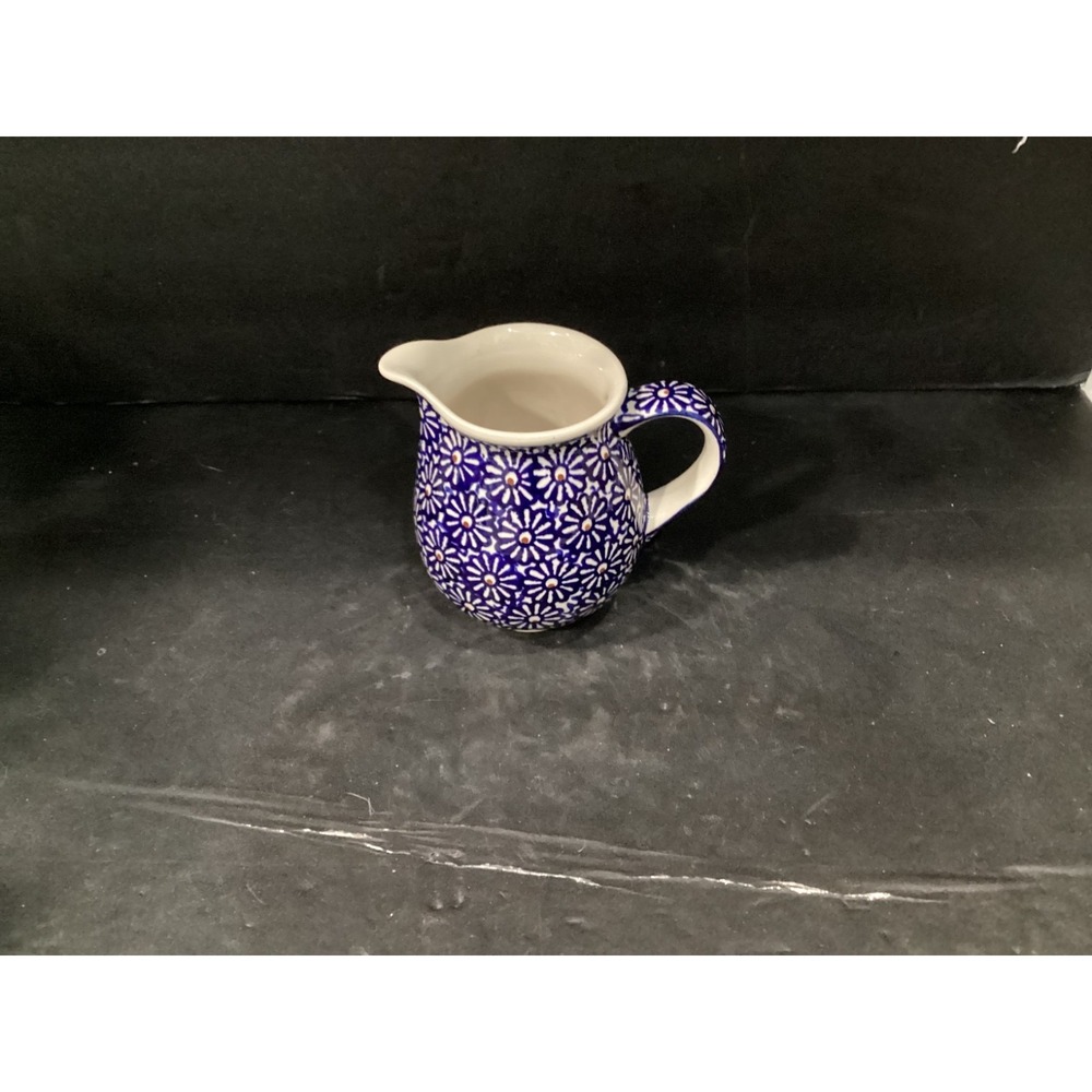 Boleslawiec Polish Pottery Pitcher Daisy Pattern Jug Handmade Painted Large